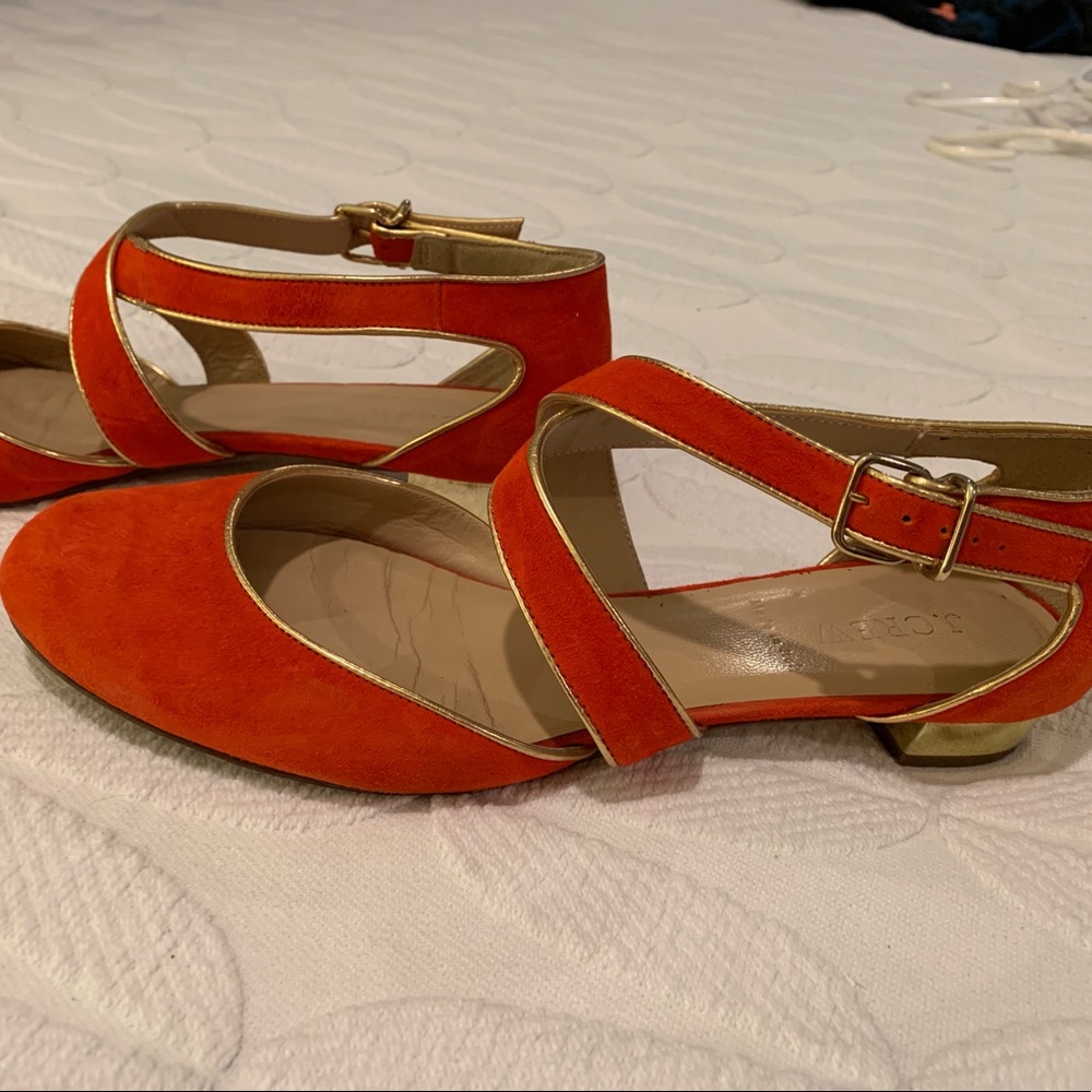 J. Crew Orange and Gold Criss-cross Flats